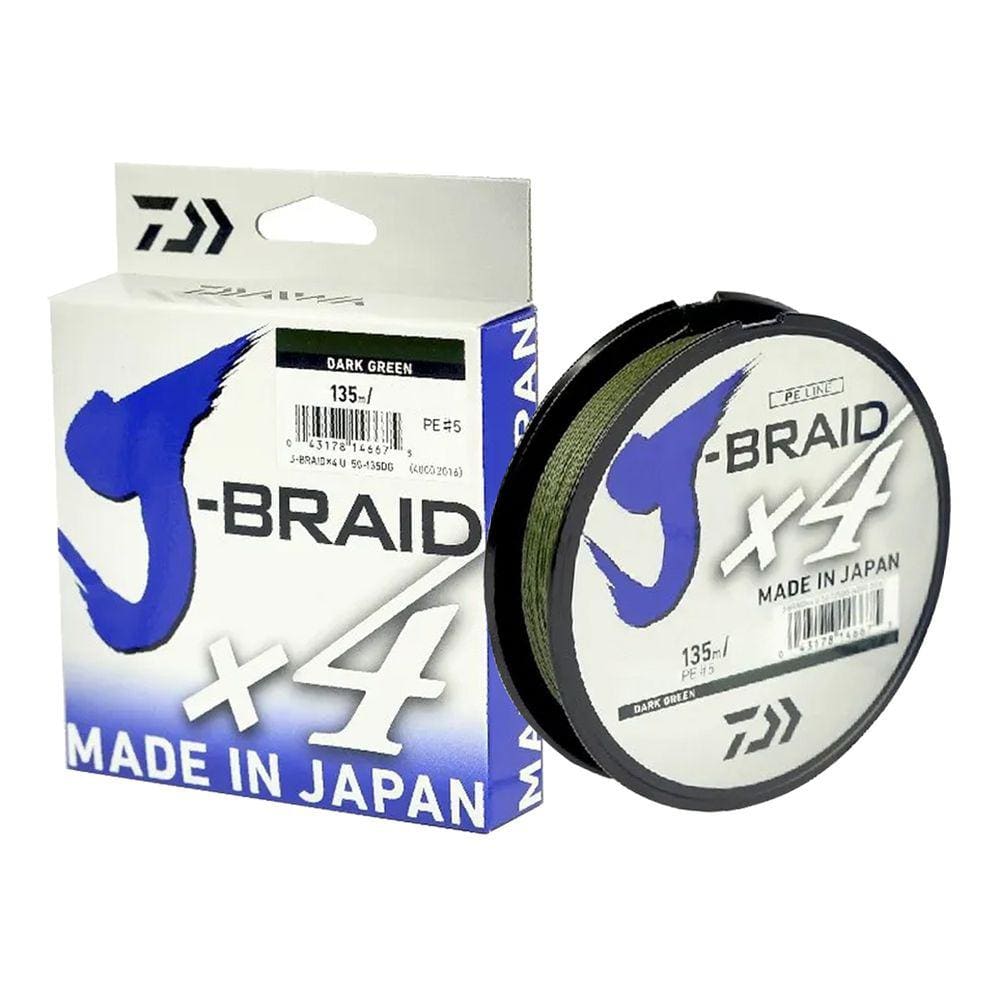 Linha Pesca Multifilamento Daiwa J-Braid X4 Fios 135m 0.29mm 40 Lbs Verde