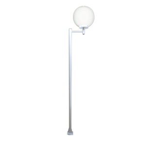 Poste e Luminária Globo G Braço Reto Jardim Branco 200cm