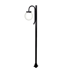 Poste Luminária Globo P Braço Curvo Baixo Jardim Preto 200cm