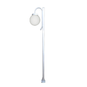 Poste Luminária Globo P Braço Curvo Baixo Jardim Branco 3Mt