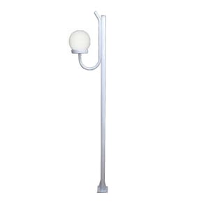 Poste Luminária Globo P Braço Curvo Cima Jardim Branco 200cm