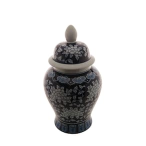 Potiche Decorativo Imperial de Porcelana Azul/Branco 44x25cm Royal Decor