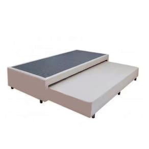 Cama Box Bicama Auxiliar Solteiro Suede Espuma 8cm 40x78x188 Bege