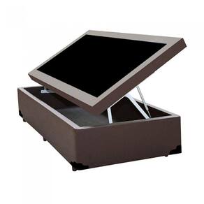 Cama Box Baú Blindado Solteiro HomeQueen Corino Marrom 41x78x188