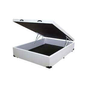 Cama Box Baú Casal Extremo Reforçado HomeQueen Sintético Branco 41x138x188