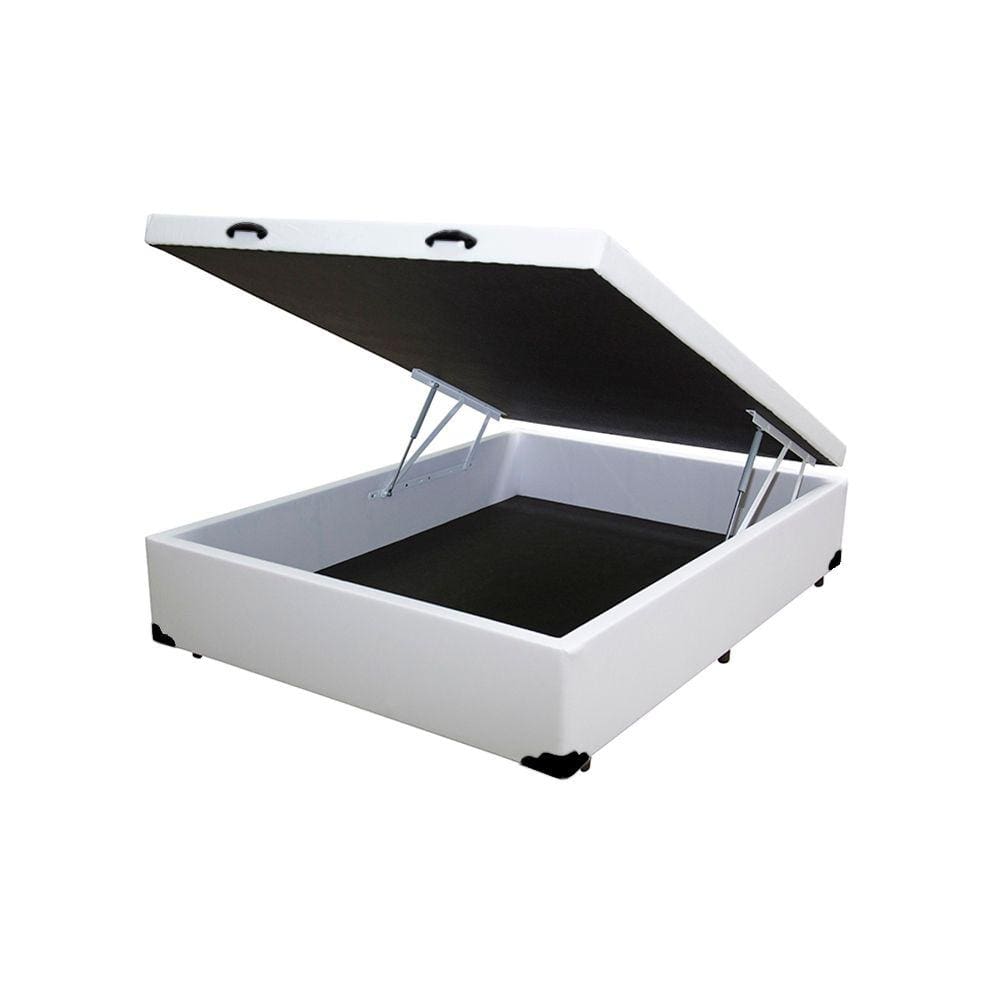 Cama Box Baú Casal Extremo Reforçado HomeQueen Sintético Branco 41x138x188