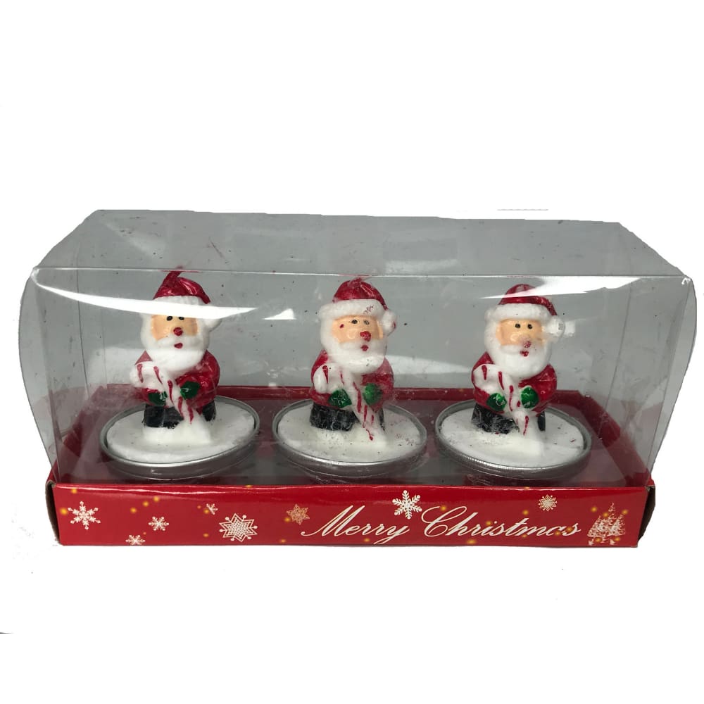 Kit Com 3 Velas de Natal Papai Noel Pequeno