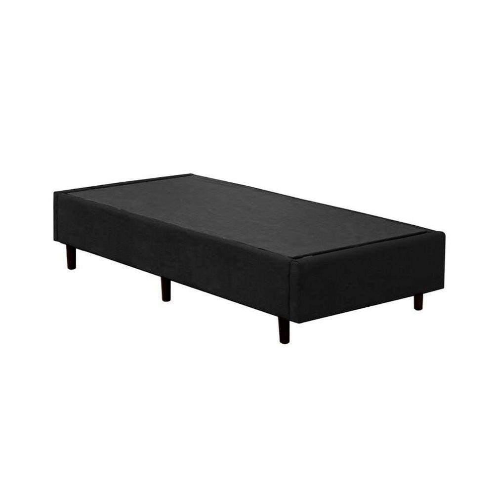 Base Box Solteiro Extremo Reforçado Suede HomeQueen Preto 40x78x188