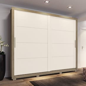 Guarda Roupa Casal 2 Portas Deslizantes 4 Gavetas Parma Henn Rústico/Off White