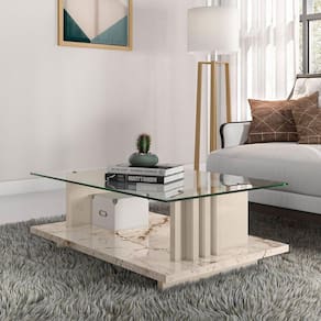 Mesa de Centro Frizz Madetec Calacata/Off White