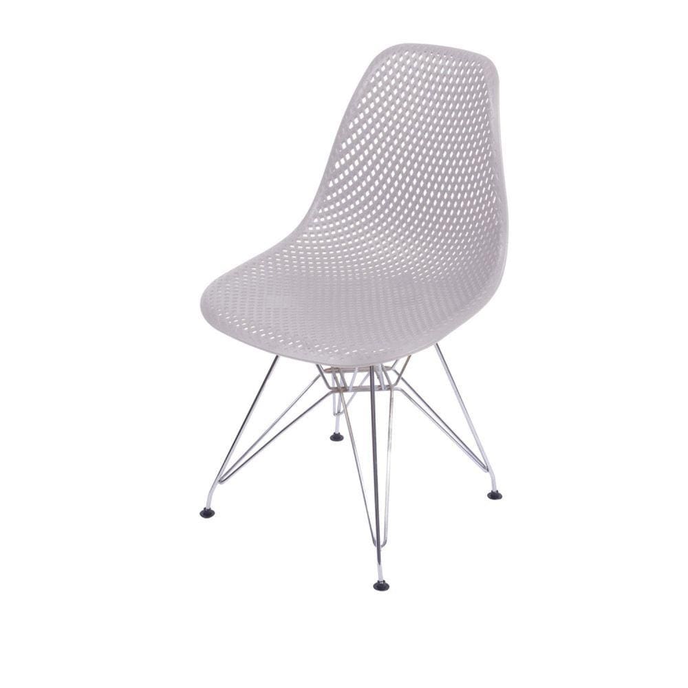 Cadeira Base Cromada Colmeia OR Design Cinza/Cromado