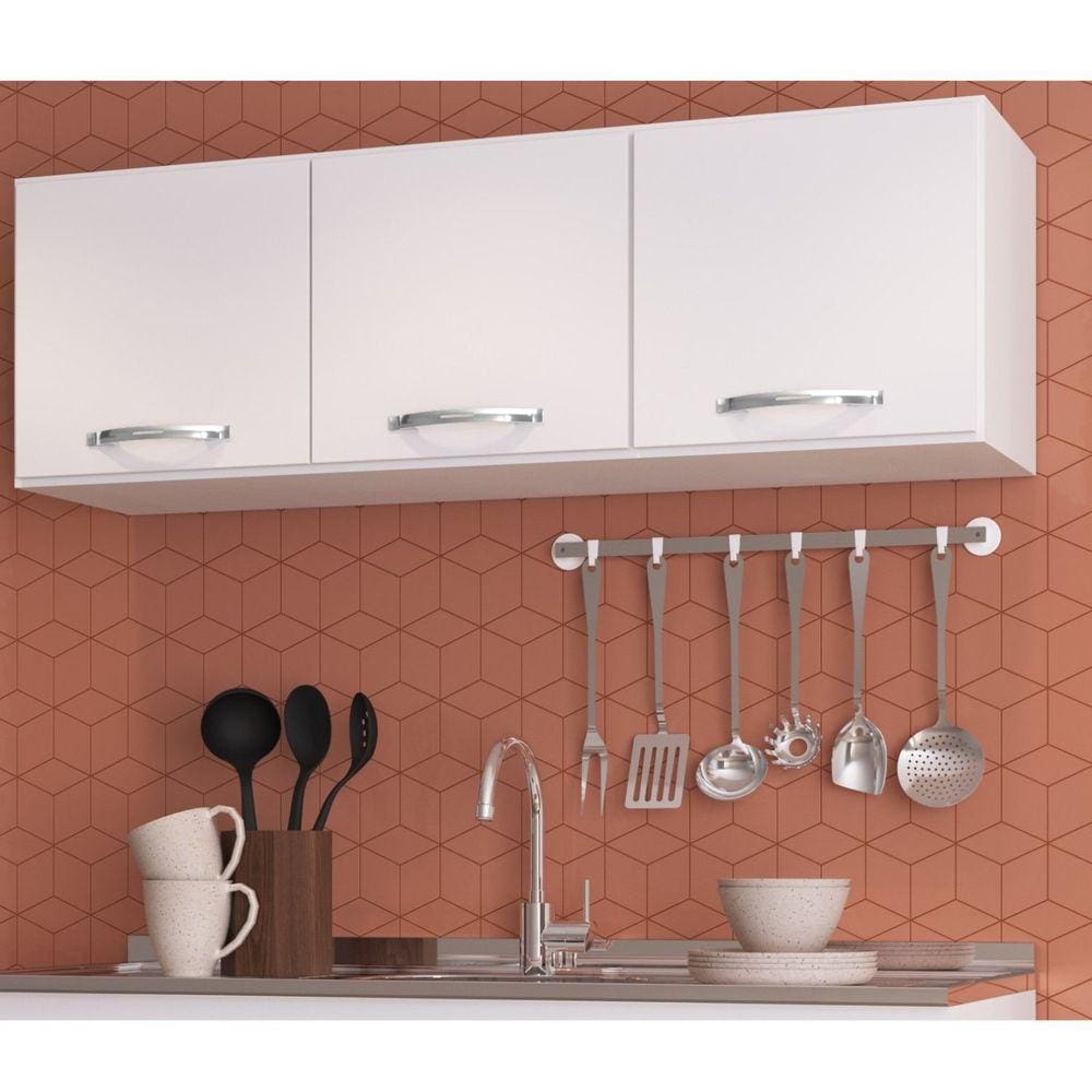 Armário Aéreo de Cozinha 3 Portas 120x38cm Light IRM Branco