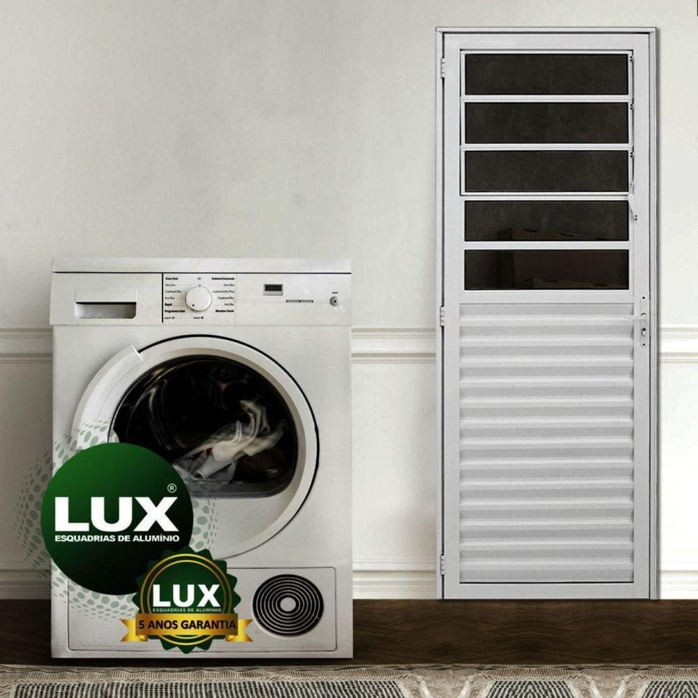 Porta de Alumínio Basculante 210x70cm Abertura Lado Esquerdo 25 Plus Lux Esquadrias Branco