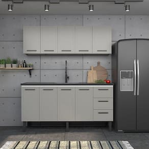 Armário Aéreo de Cozinha em Aço 180cm 3 Portas Juno Cozimax Cinza