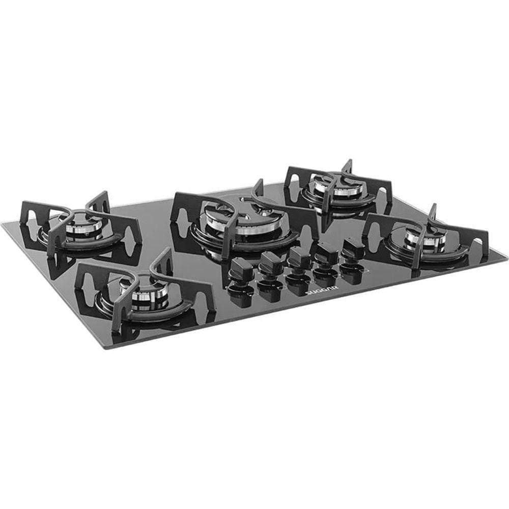 Cooktop Suggar 5 Bocas Trich Ferro Fundido Vidro Preto Bivolt Fg5305fvp - Bivolt