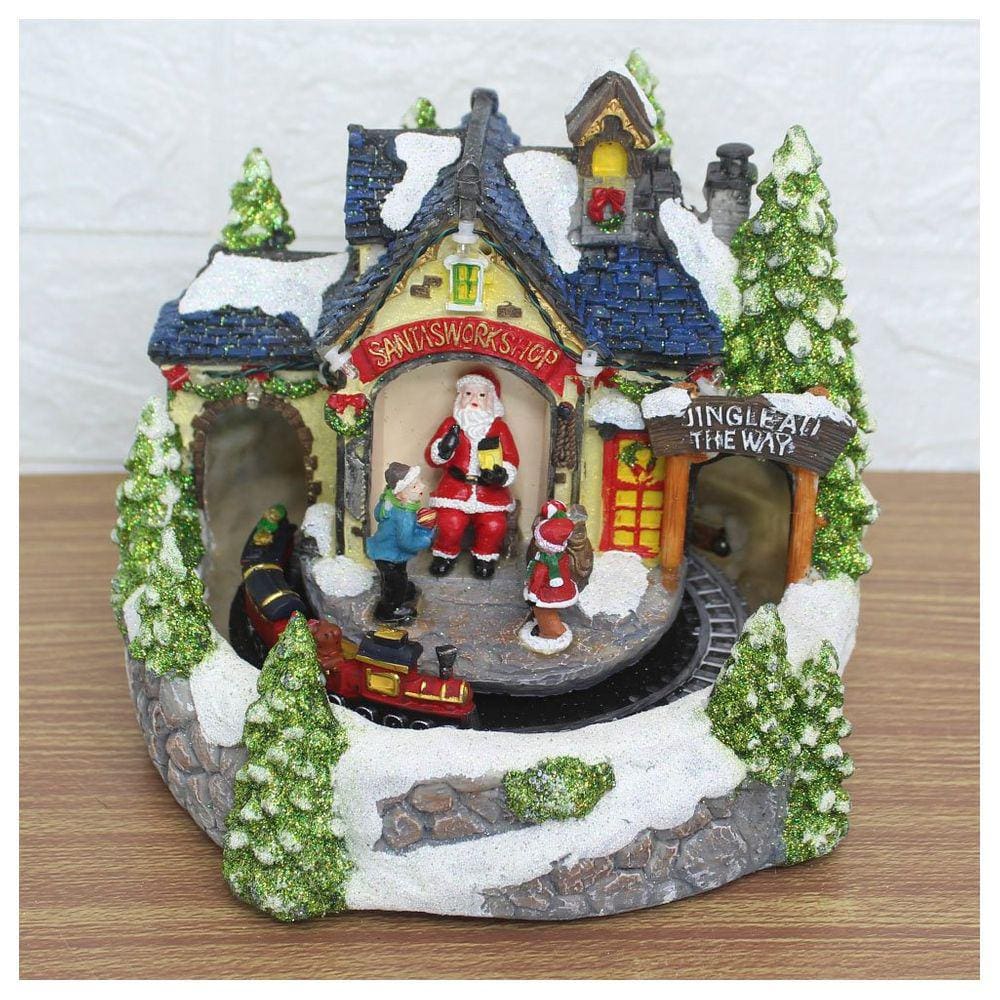 Decoração Cenário Natalino Fábrica de Brinquedos Movimento Luzes