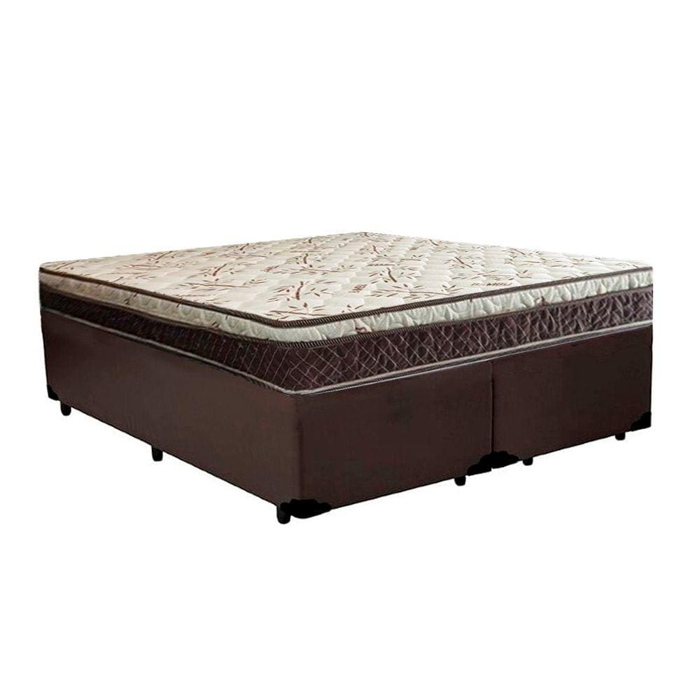 Cama Box Casal Bipartido Blindado Corino + Colchão Casal Espuma Extra Firme D33 Elegance Ortopédico 63x138x188