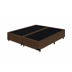 Base Box Casal Bipartido Extremo Reforçado HomeQueen Suede Marrom 40x138x188