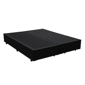 Base Box Blindado Casal Bipartido HomeQueen Corino Preto 40x138x188