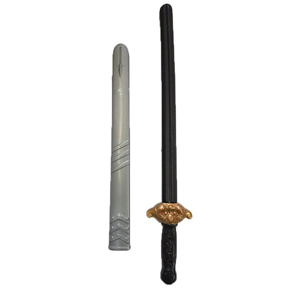 Espada Medieval Preta e Dourada de Plástico