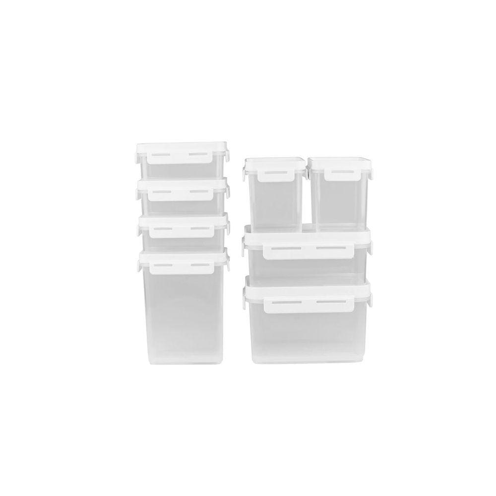 Kit de Potes Herméticos com Tampa Coza Flap 8 Peças Polipropileno