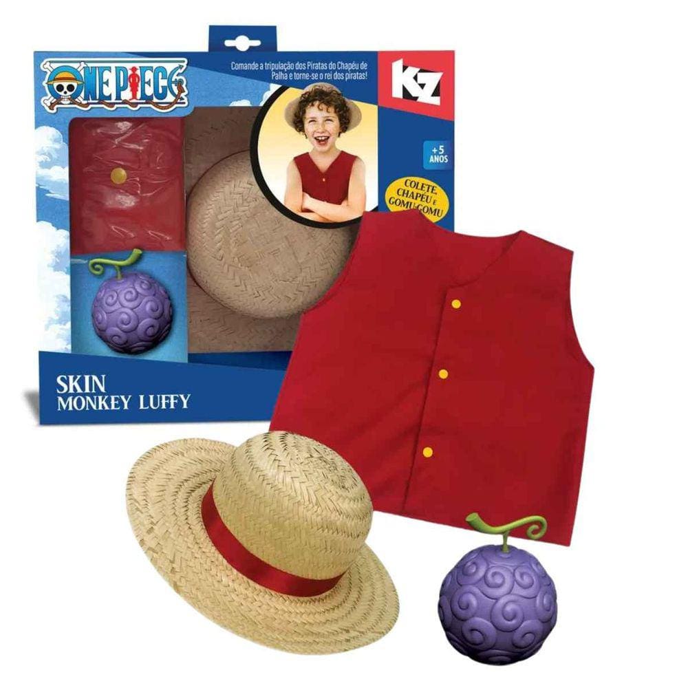 Fantasia Luffy One Piece C/ Chapeu Traje Infantil - R$ 99,99