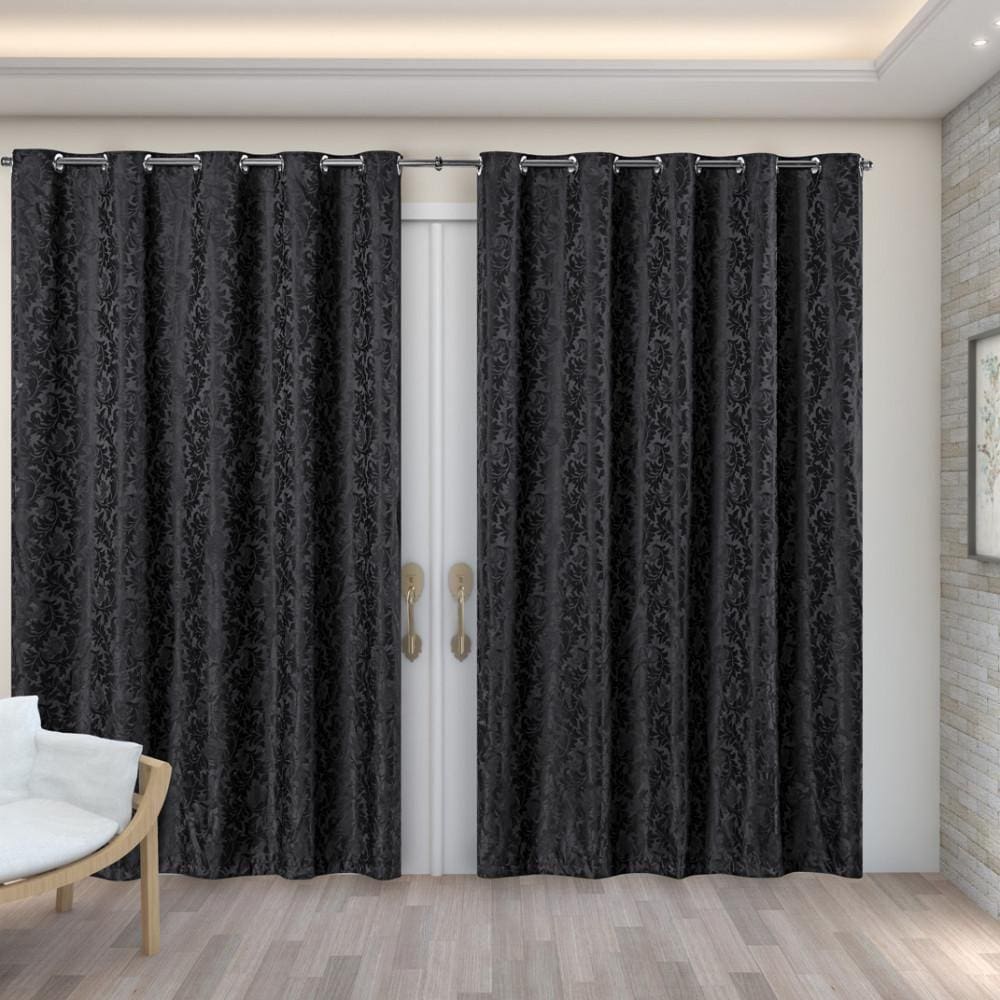 Cortina Tecido Jacquard Semi Blackout Preto 4,00X2,50