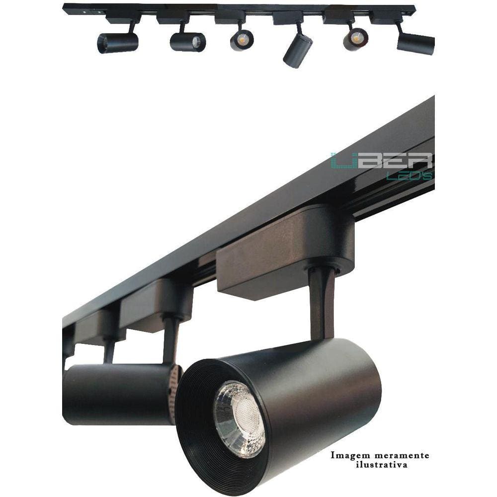Kit Trilho Eletrificado 1M 4 Spots 7W Preto 4000K Luz Neutra
