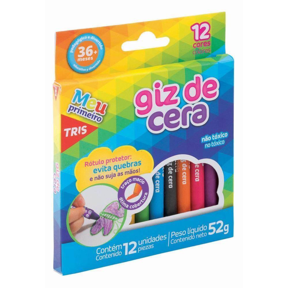 Giz De Cera Fino Tris 12 Cores