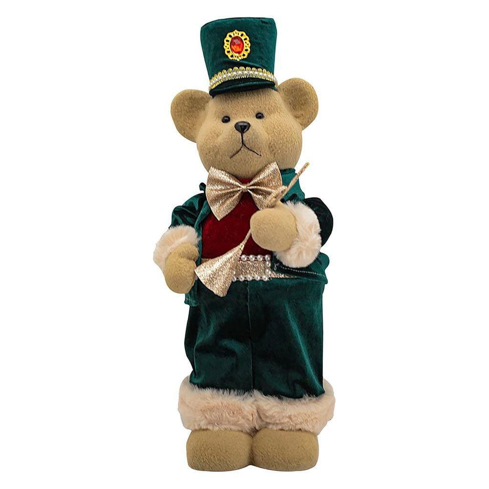Boneco Natalino Decorativo Urso Com Cartola Em Pé 42cm