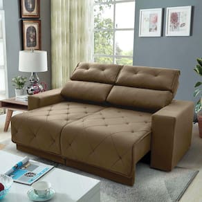 Sofá Retrátil Reclinável Belga 1,80m Suede Velut Bege c/ Molas no Assento - King House