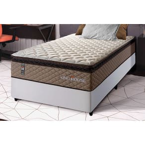 Conjunto Cama Box Espuma Atlanta Bege Solteiro 96x203x62