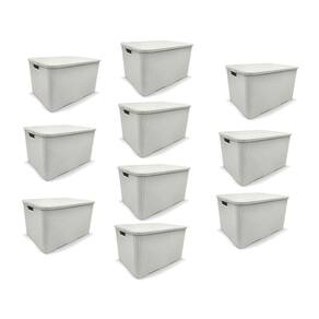Kit 10 Caixas Organizadoras Rattan Branca 15 Litros Arqplast