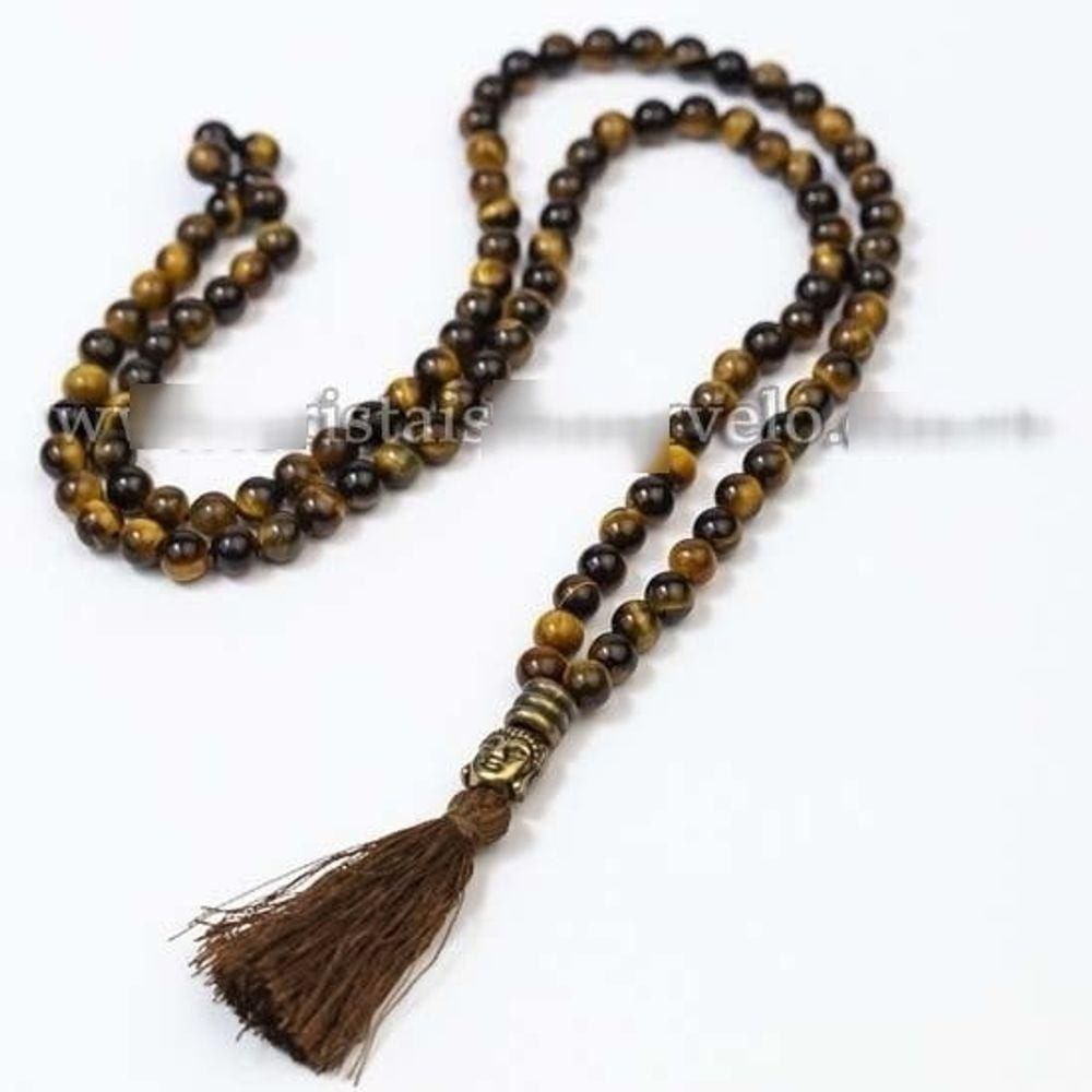 Japamala 108 Contas 6mm Pedra Olho de Tigre Natural