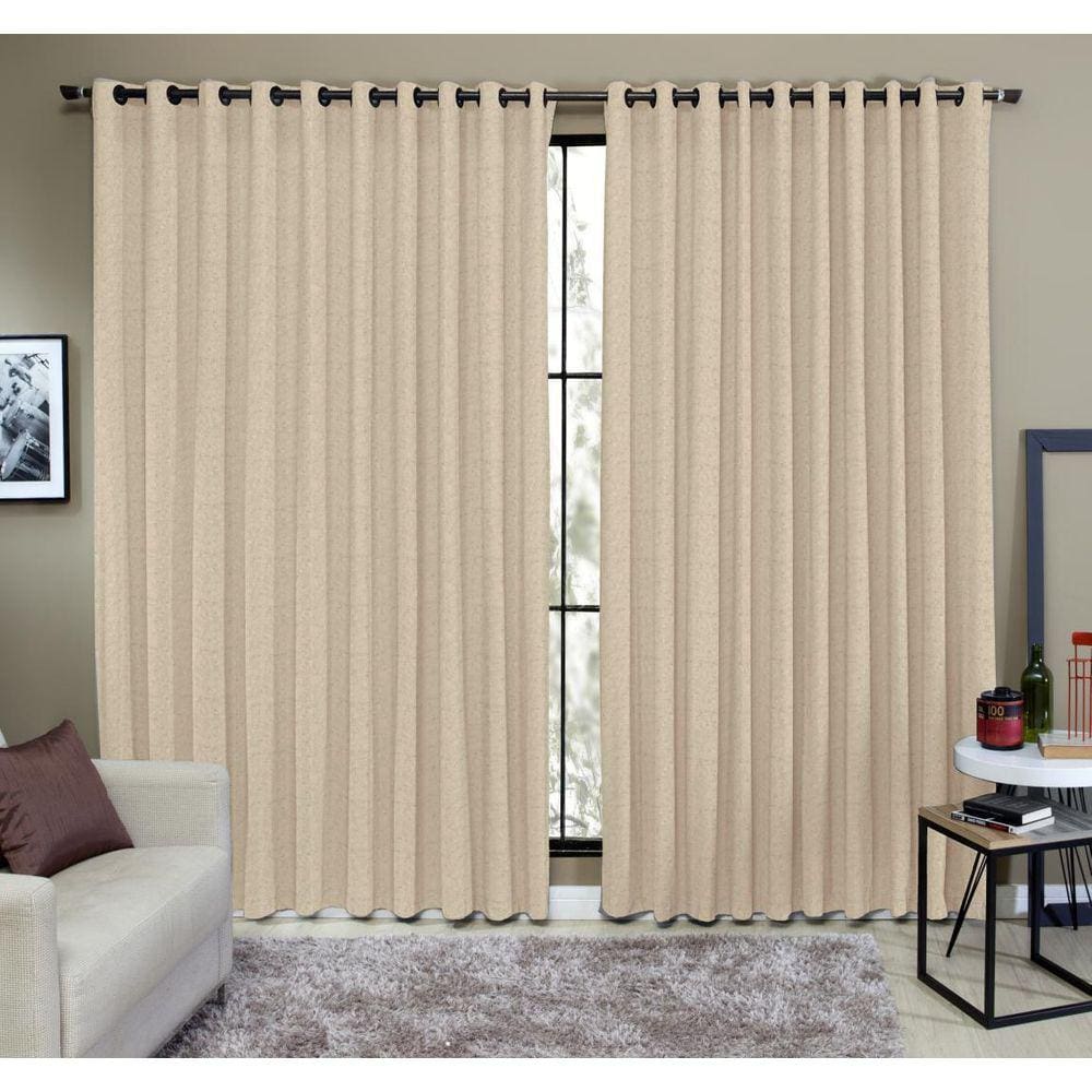 Cortina Tecido Rustico 6,00M X 2,60M Semi Blackout Areia