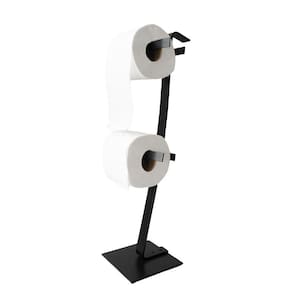 Suporte Porta Papel Higiênico De Chão Duplo Fenix Preto Aço