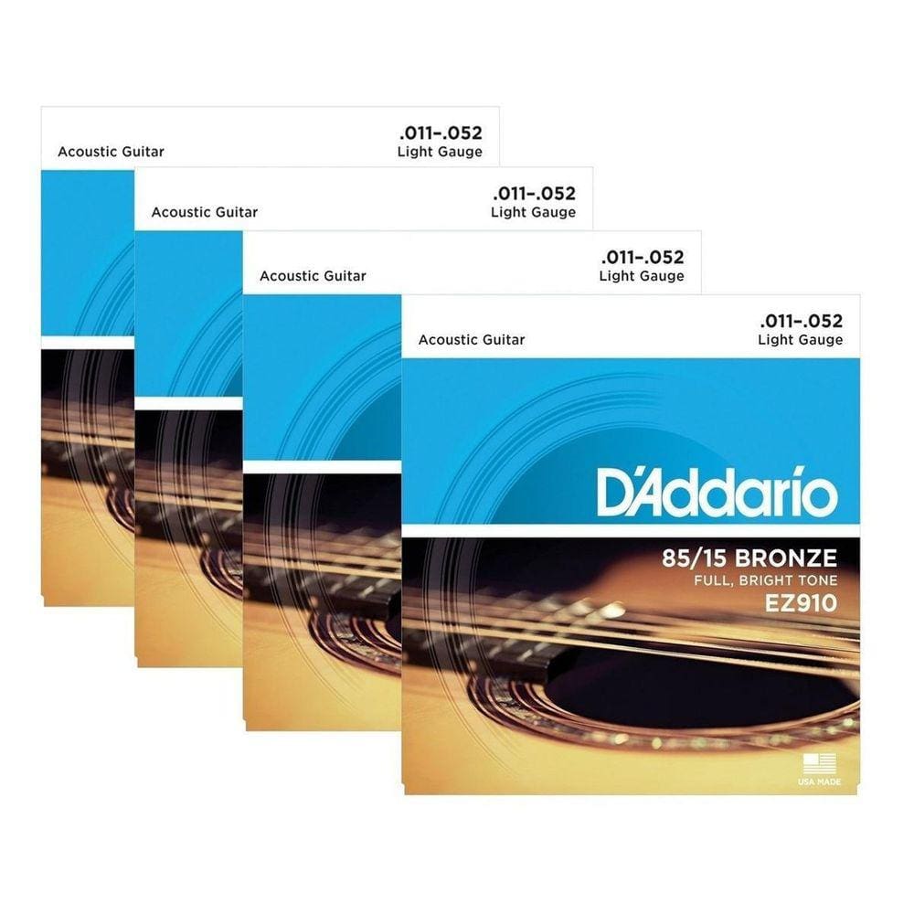 Kit 4 Encordoamentos Violao Aco Daddario Ez910 011