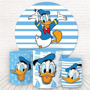 Painel Redondo E Capas 3D Sublimado Pato Donald Fkpc-734