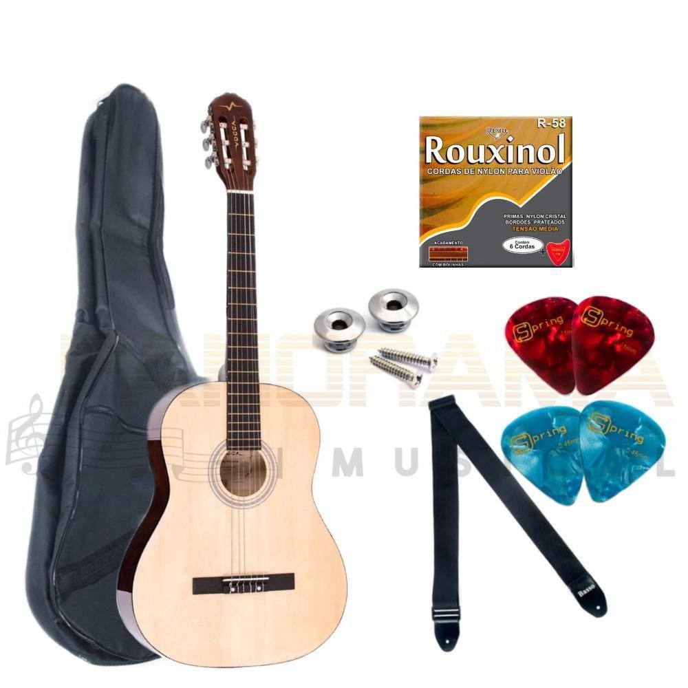 Violão Acústico Vogga Nylon Vca203N Natural + Acessórios