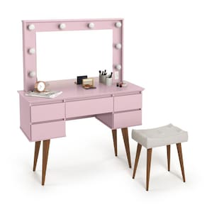 penteadeira camarim 5 gavetas strass com banqueta patrimar moveis