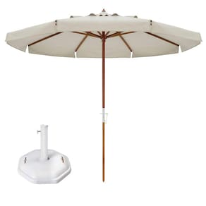 Kit Ombrelone Madeira Positano 3m Bagum Sombreiro Jardim Bege Base Octagonal 30Kg - Belfix