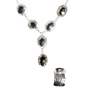 Conjunto Maxxi Colar Cristal Natural 7 Pedras Prata 950