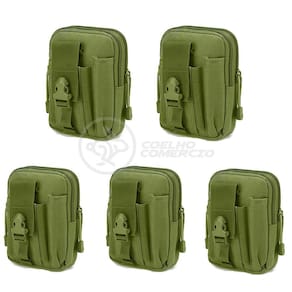 Kit 5 Bolsas Verde Militar Kit Sobrevivência Camping Selva
