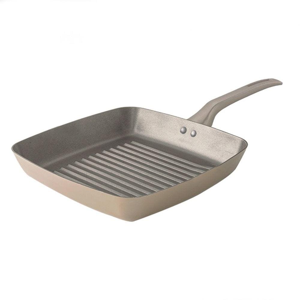 Mimo Style Grill Sartin Champanhe 24cm/1,2L - Estrutura em Alumínio Revestida em Cerâmica, Base Alto Relevo. Tampa Vidro