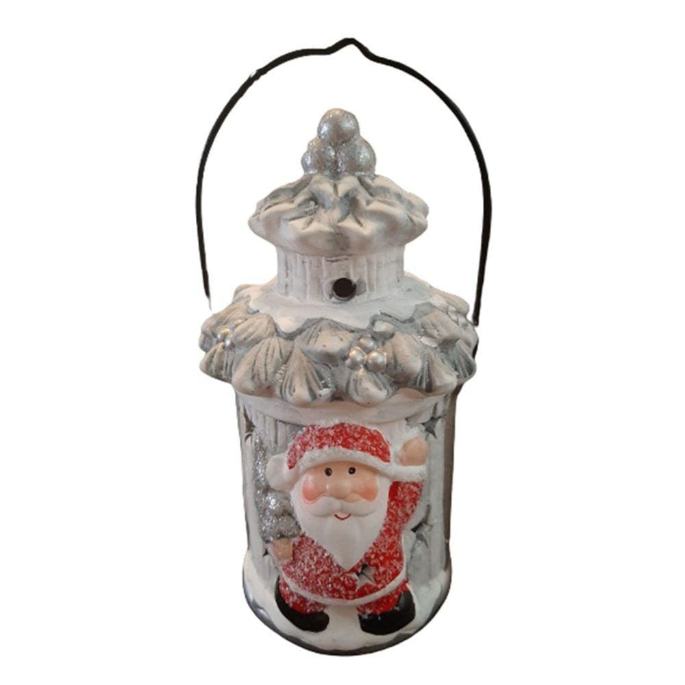 Enfeite Lamparina de Natal Lampião Papai Noel com Luz Led