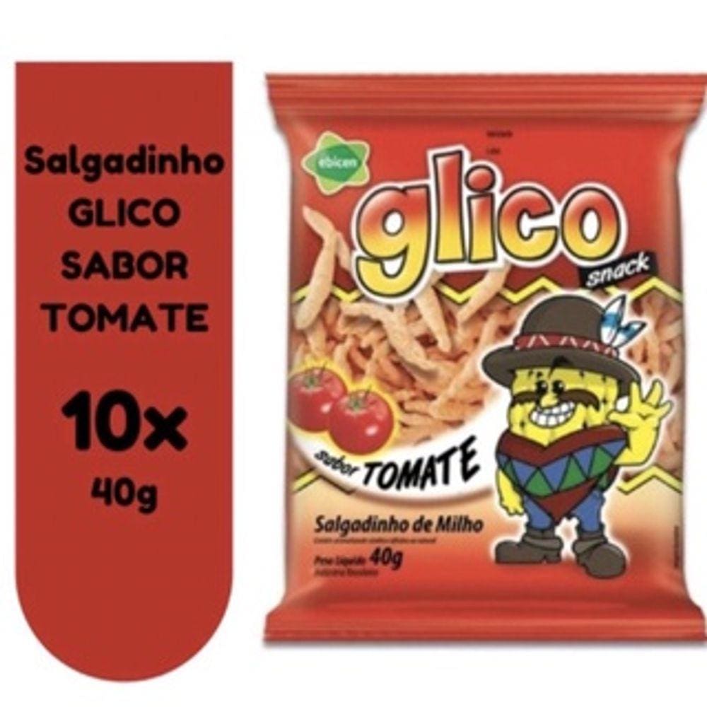 Salgadinho Glico Tomate 40g - 10 Unidades