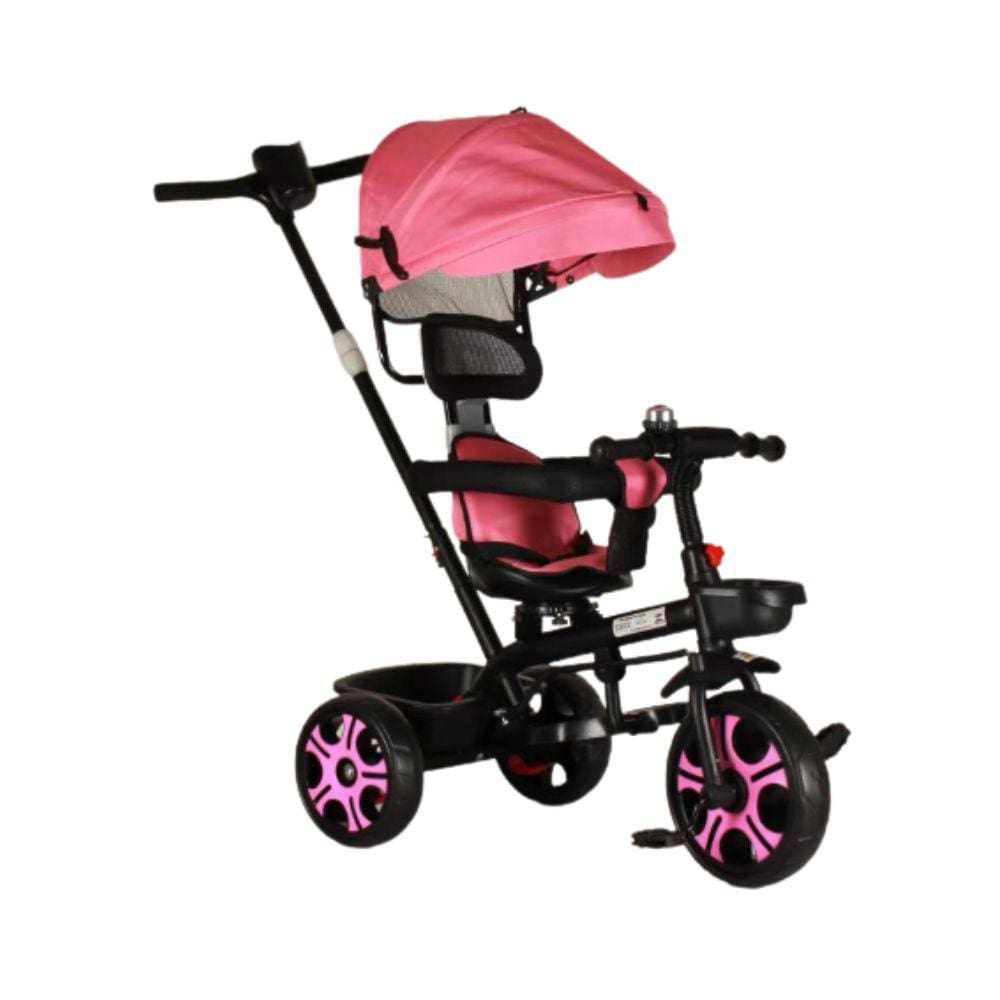 Triciclo Motoca Infantil Passeio Rosa com Empurrador e Cobertura BW003-R  IMPORTWAY