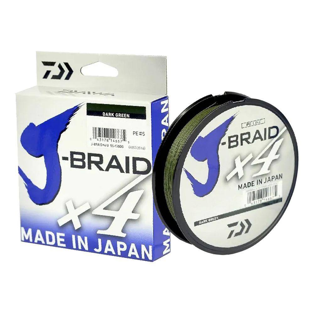 Linha Pesca Multifilamento Daiwa J-Braid X4 Fios 270m 0.29mm 40 Lbs Verde