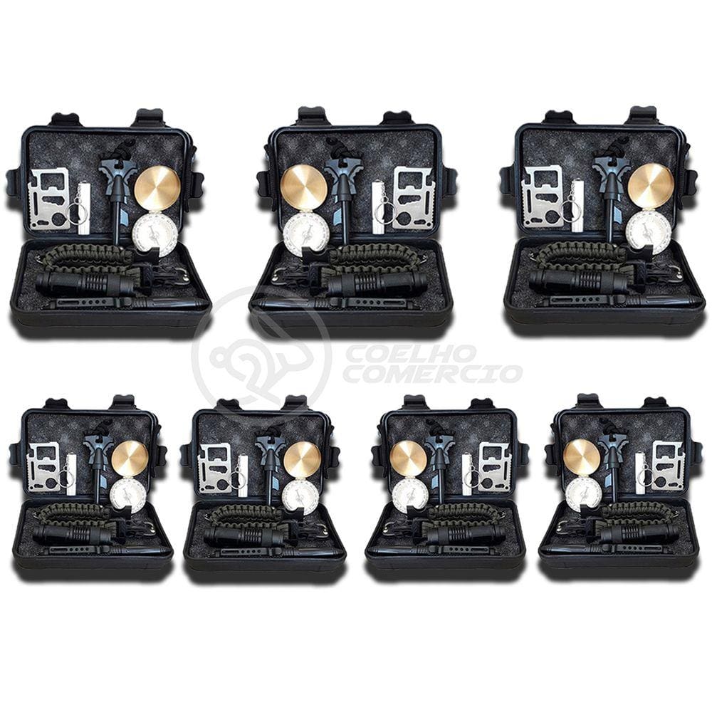Kit 7 Maletas de Ferramentas de Sobrevivência Kit Emergência Brillante Torcia LED TZ-1 para Acampar