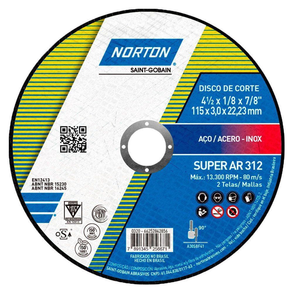 Disco Corte Super 115X3.0X22.23 Ar312a Norton 66252842856